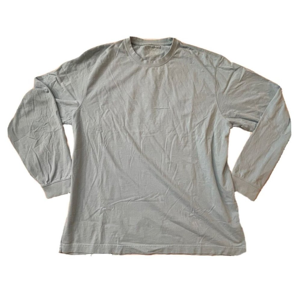 Mens LL Bean Light Blue Simple Crewneck Long Sleeve T Shirt L